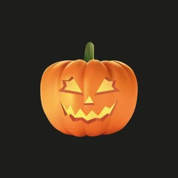 Halloween pumpkin with black background, vector Stock Illustration