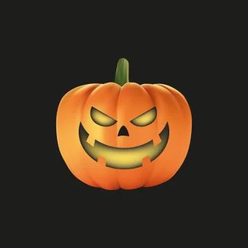 Halloween pumpkin with black background, vector Stock Illustration