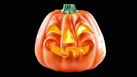 Halloween pumpkin blinking in the dark Stock Footage 139881765