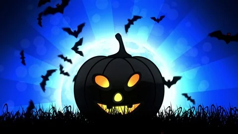 Halloween Pumpkin in Blue Background Stock-Footage 79792007