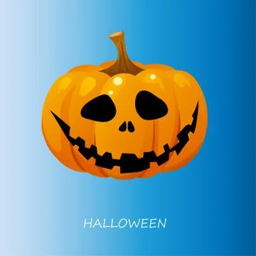 Halloween pumpkin on a blue background Stock Illustration