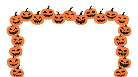 Halloween pumpkin border frame background vector Stock Illustration