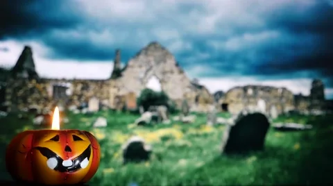 Halloween, pumpkin candle Stock Footage 66977142