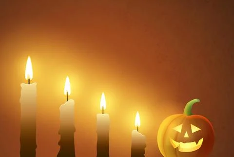 Halloween pumpkin with candles background vector Stock Illustration