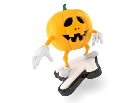 Halloween pumpkin character with cursor Stock Illustration
