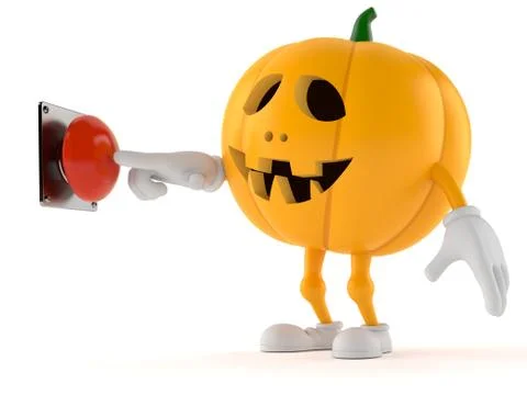 Halloween pumpkin character with push button Stock Illustration
