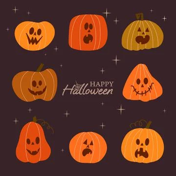 Halloween pumpkin collection vector pack withe text Illustrazione stock