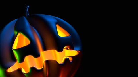 Halloween pumpkin on dark background 3D 4K looping animation with copy space Stock Footage 207743959