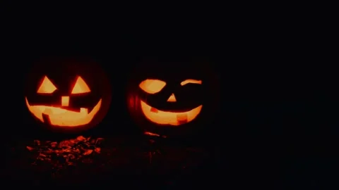 Halloween Pumpkin on the the Dark Background. Evil Pumpkin perfect for the .. Stock Footage 318779086