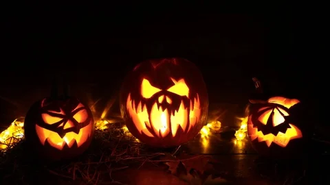 Halloween Pumpkin On Dark Background Forward Видео 81354504
