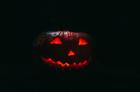 Halloween Pumpkin In Dark Stock Photos
