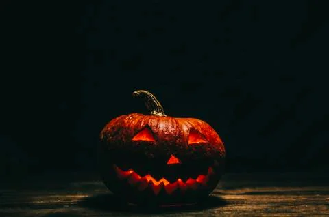 Halloween Pumpkin In Dark Stock Photos