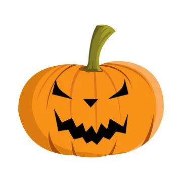 Halloween pumpkin design with a scary devil face on a white background. Pumpk Stockillustratie