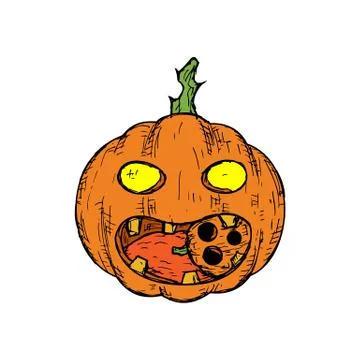 Halloween pumpkin devours a small pumpkin. Jack'O'Lantern. Stock Illustration