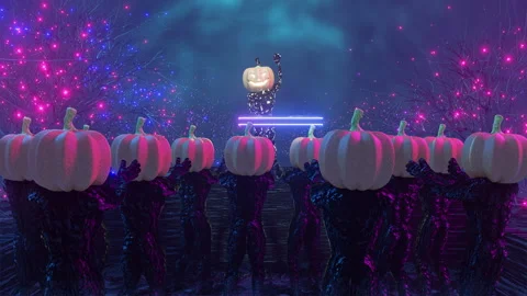 Halloween Pumpkin DJ Stock Footage 285205991