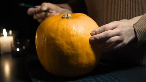 Halloween Pumpkin Drawing Stock-Footage 96304208
