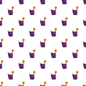 Halloween pumpkin drinks pattern for festive party background Stock Illustration