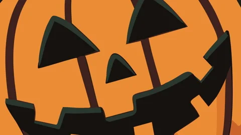 Halloween pumpkin dynamic zoom in transition on a black background loop Stock Footage 253409985