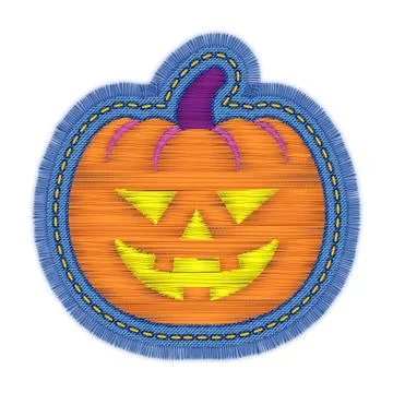 Halloween pumpkin embroidery patch design Stock Illustration