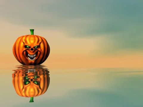 Halloween pumpkin face - 3D render Stock Illustration