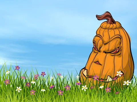 Halloween pumpkin face - 3D render Stock Illustration