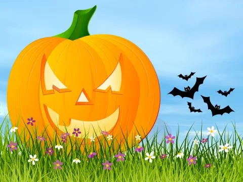 Halloween pumpkin face - 3D render Stock Illustration