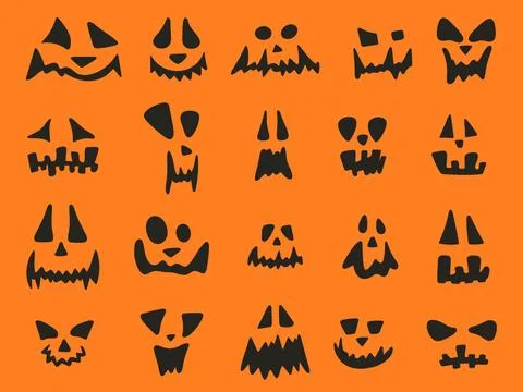 Halloween pumpkin face collection vector illustration Stock Illustration