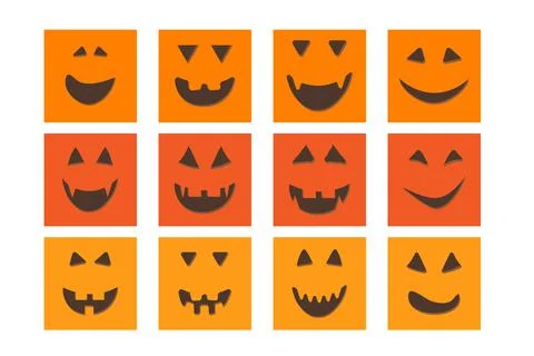 Halloween pumpkin face jack-o-lantern greeting cards Illustrazione stock