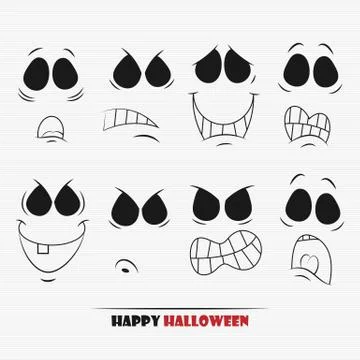 Halloween pumpkin faces Stock Illustration