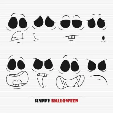 Halloween pumpkin faces Stock Illustration