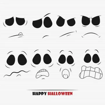 Halloween pumpkin faces Stock Illustration