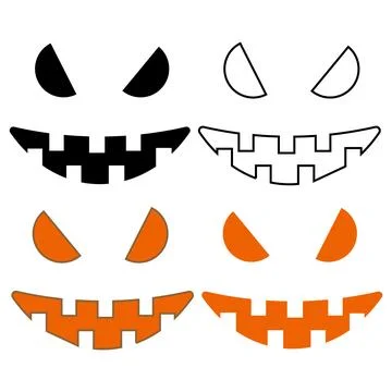 Halloween pumpkin faces illustration vectors collection on white background Stock Illustration