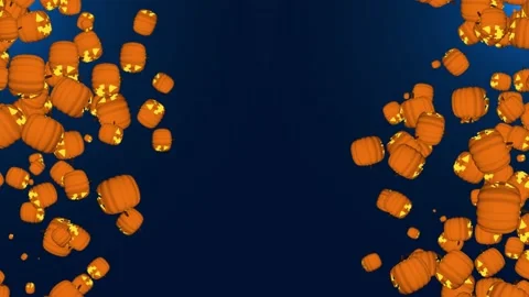 Halloween pumpkin falling Rotating on Green Screen Seamless Loop Background. Stock Footage 186783687