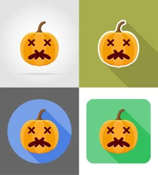 Halloween pumpkin flat icons vector illustration Stock Illustration