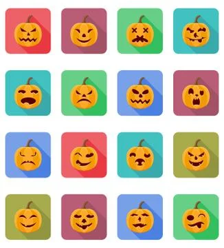 Halloween pumpkin flat icons vector illustration Stock Illustration