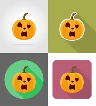 Halloween pumpkin flat icons vector illustration Stock Illustration