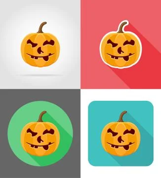 Halloween pumpkin flat icons vector illustration Stock Illustration