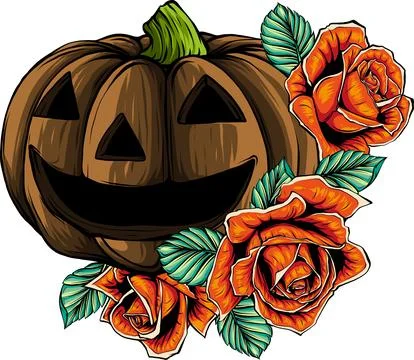 Halloween pumpkin in flat style vector illustration design Stock Illustration