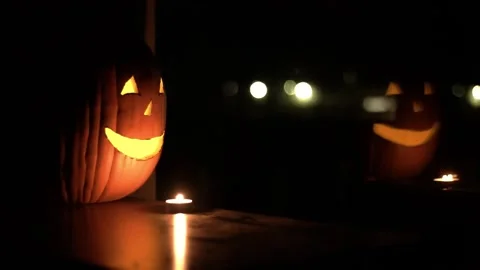 A Halloween Pumpkin Focus Pull Stock Footage 317648441