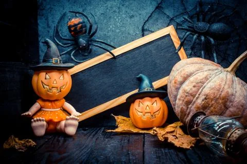 Halloween pumpkin with frame Stock Photos