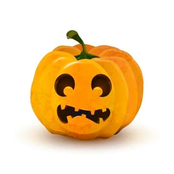 Halloween pumpkin with frightened face isolated on white Stock Illustration