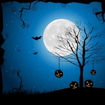 Halloween pumpkin in graveyard Stock Illustration