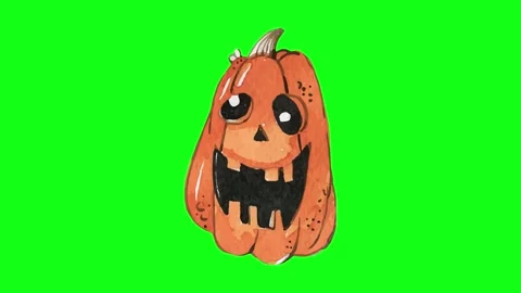 Halloween Pumpkin Green Screen Chroma Key Loop Animation 4K Stock Footage 340844296