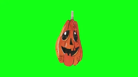 Halloween Pumpkin Green Screen Chroma Key Loop Animation 4K Stock Footage 340844335