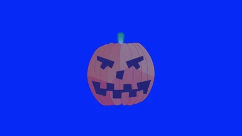 Halloween Pumpkin Green Screen Chroma Key Loop Animation 4K Stock Footage 340844377