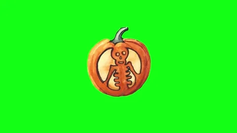 Halloween Pumpkin Green Screen Chroma Key Loop Animation 4K Stock Footage 340844527
