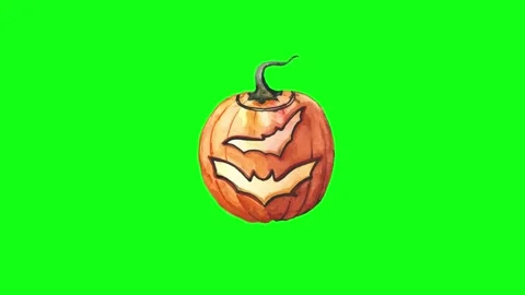 Halloween Pumpkin Green Screen Chroma Key Loop Animation 4K Stock Footage 340844531