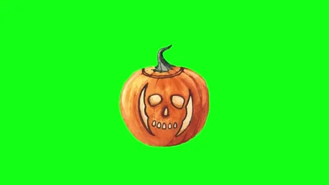 Halloween Pumpkin Green Screen Chroma Key Loop Animation 4K Stock Footage 340844565