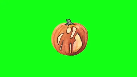 Halloween Pumpkin Green Screen Chroma Key Loop Animation 4K Stock Footage 340844571
