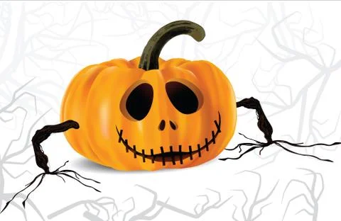 Halloween pumpkin with hands Stock Illustration